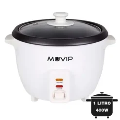 MUVIP ARROCERA - CAPACIDAD 1 LITRO - POTENCIA 400W - SISTEMA DE COCCION Y CALENTAMIENTO - RECIPIENTE INTERIOR ANTIADHERENTE - TAPA DE CRISTAL - ACCESORIOS INCLUIDOS - COLOR BLANCO