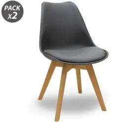 MUVIP DESIGN D200 PACK DE 2 SILLAS MULTIFUNCIONALES - ASIENTO ACOLCHADO - PATAS DE MADERA - USO EN INTERIOR - IDEAL PARA SALA DE ESPERA, COMEDOR, COCINA ETC... - COLOR GRIS