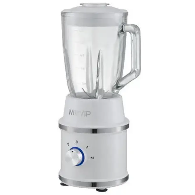MUVIP DESING WHITE BATIDORA DE VASO 1300W 1.5L - 2 VELOCIDADES - CHUCHILLAS DE ACERO INOXIDABLE - FUNCION PICA HIELO - BLOQUEO DE SEGURIDAD