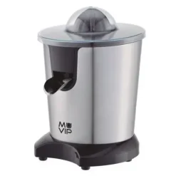 MUVIP EXPRIMIDOR ELECTRICO INOX 600W - CUERPO Y FILTRO DE ACERO INOXIDABLE - SISTEMA ANTIGOTEO - 2 TAMAÑOS DE CONOS