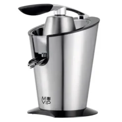MUVIP EXPRIMIDOR ELECTRICO INOX 600W - CUERPO, MANGO Y FILTRO DE ACERO INOXIDABLE - SISTEMA ANTIGOTEO - 2 TAMAÑOS DE CONOS