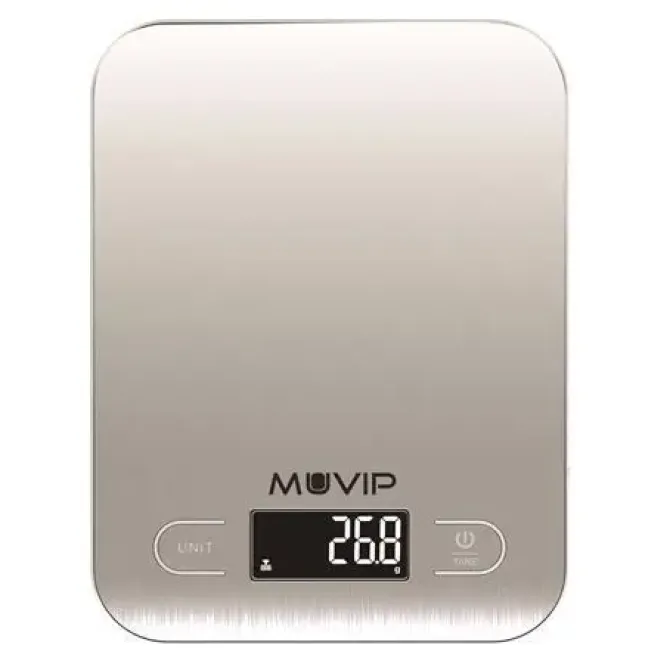 MUVIP LUXURY BASCULA DE COCINA DIGITAL BLUETOOTH - PLATAFORMA DE ACERO INOXIDABLE - PANTALLA LCD - SENSOR DE ALTA PRECISION - APAGADO AUTOMATICO - PESO MAX. 5KG