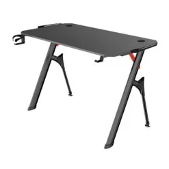 MUVIP PRO1400 MESA GAMING FIBRA DE CARBONO CON LUZ RGB - SOLIDA - GRAN SUPERFICIE - PORTAVASOS - GANCHO PARA AURICULARES - MEDIDAS 120X60X75CM - COLOR NEGRO