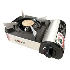 MUVIP SERIE SMALL COCINA DE GAS PORTATIL 1 FUEGO - ENCENDIDO AUTOMATICO - QUEMADOR DE ALUMINIO Y COBRE - VALVULA DOBLE SELLADO - MALETA DE TRANSPORTE