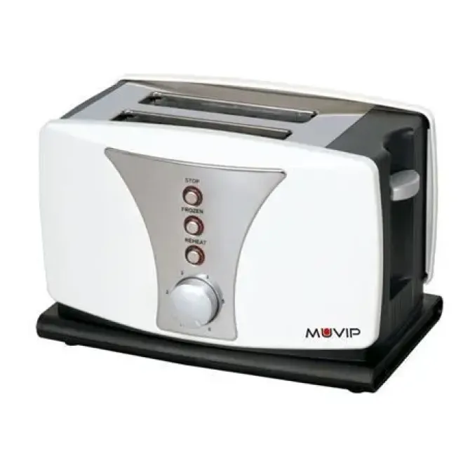 MUVIP TOP DESIGN TOSTADORA DE PAN 800W - CAPACIDAD PARA 2 REBANADAS - 6 NIVELES DE TOSTADO - FUNCION CALENTAR, DESCONGELACION Y RECALENTAR - PARADA AUTOMATICA Y MANUAL