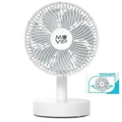 MUVIP VENTILADOR DE SOBREMESA PORTATIL OSCILANTE 12W 19CM DE DIAMETRO - 4 VELOCIDADES - OSCILACION HASTA 70º - ANGULO AJUSTABLE HASTA 90º - AUTONOMIA HASTA 11H - COLOR BLANCO
