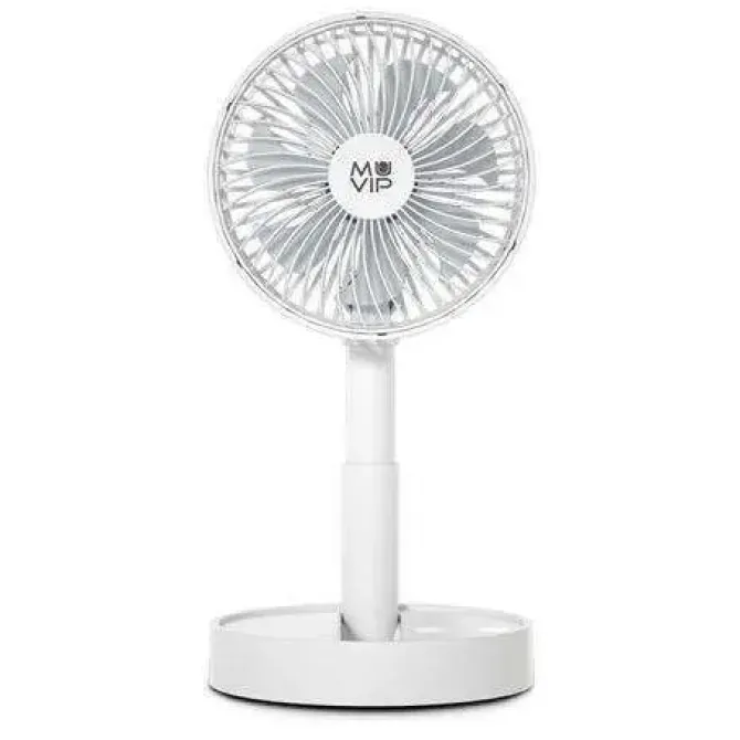 MUVIP VENTILADOR DE SOBREMESA PORTATIL PLEGABLE 5W 15CM DE DIAMETRO - 4 VELOCIDADES - ANGULO AJUSTABLE HASTA 90º - AUTONOMIA HASTA 12H - COLOR BLANCO