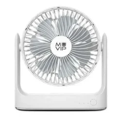 MUVIP VENTILADOR DE SOBREMESA PORTATIL 5.5W 18CM DE DIAMETRO - 3 VELOCIDADES - ANGULO AJUSTABLE HASTA 360º - AUTONOMIA HASTA 15H - COLOR BLANCO