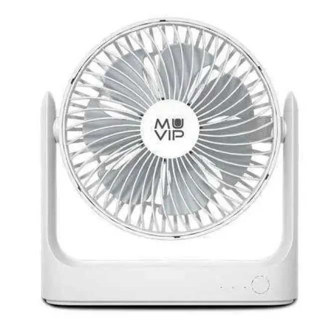 MUVIP VENTILADOR DE SOBREMESA PORTATIL 5.5W 18CM DE DIAMETRO - 3 VELOCIDADES - ANGULO AJUSTABLE HASTA 360º - AUTONOMIA HASTA 15H - COLOR BLANCO