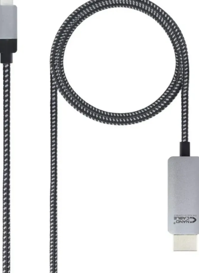 NANOCABLE CABLE CONVERSOR USB-C MACHO A HDMI MACHO 1.80M - COLOR NEGRO/PLATA
