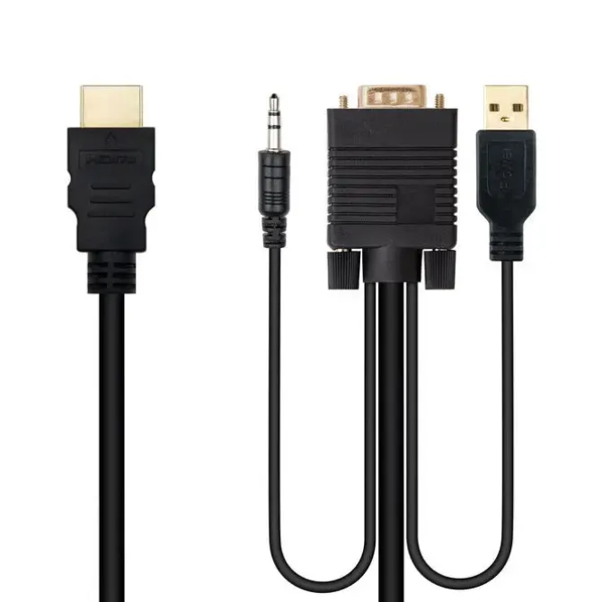 NANOCABLE CABLE CONVERSOR HDMI A VGA+JACK3.5+USB-A 1.8M - COLOR NEGRO