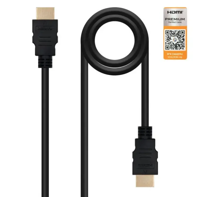 NANOCABLE CABLE HDMI V2.0 PREMIUN MACHO A HDMI V2.0 PREMIUN MACHO 2M - 4K@60HZ 18GBPS - ALTA VELOCIDAD - COLOR NEGRO