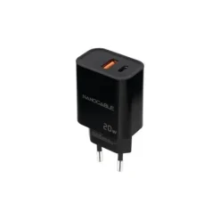 NANOCABLE CARGADOR DE PARED USB-C/PD + USB-A/QC 20W - COLOR NEGRO