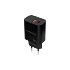 NANOCABLE CARGADOR DE PARED USB-C/PD + USB-A/QC 30W - COLOR NEGRO