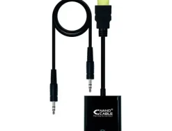 NANOCABLE CONVERSOR HDMI A SVGA+AUDIO - HDMI A/M-SVGA/H+JACK 3.5/H - 10CM+1.0M - COLOR NEGRO