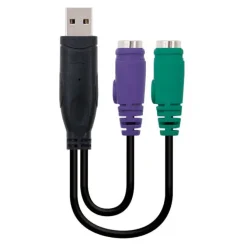 NANOCABLE CONVERSOR PS/2(TECLADO+RATÓN) A USB - TIPO 2XPS/2/H-A/M - 15CM - COLOR NEGRO