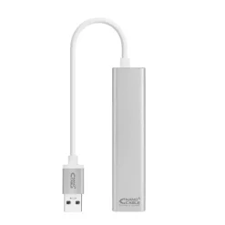 NANOCABLE CONVERSOR USB 3.0 A ETHERNET GIGABIT + 3XUSB 3.0 - ALUMINIO - 15 CM - COLOR PLATA