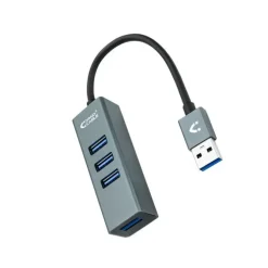 NANOCABLE HUB USB 3.0 4XUSB3.0. USB-A/M-USB 3.0/H - ALUMINIO - 10 CM - COLOR GRIS