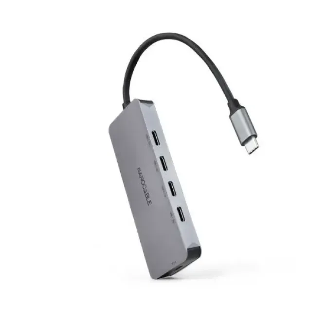 NANOCABLE HUB USB-C 3.2 CON 4X PUERTOS USB-C 3.2 + 1 PUERTO USB-C PD 100W - VELOCIDAD DE TRANSFERENCIA DE HASTA 10GBPS - CABLE DE 0.10M