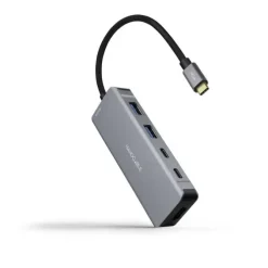NANOCABLE HUB USB-C 6 EN 1 - CONVERSOR USB-C 3.2 GEN1 5G A 2 X USB-A + 2 X USB-C + HDMI + USB-C PD 100W - ALUMINIO - 15 CM - COLOR GRIS