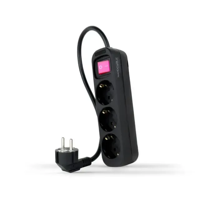 NANOCABLE REGLETA 3 TOMAS INTERRUPTOR 1.4M - COLOR NEGRO