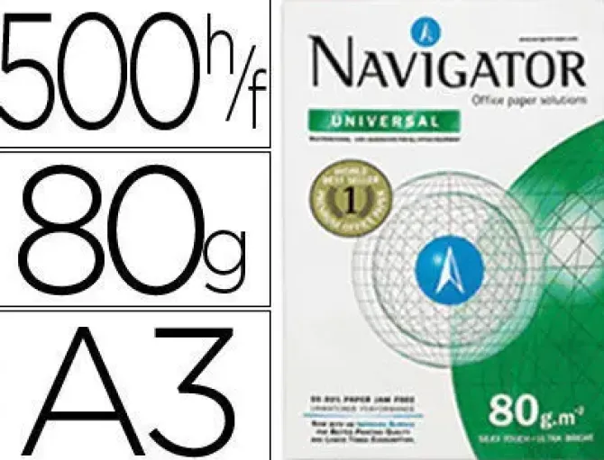 NAVIGATOR UNIVERAL A3 500H PAPEL 80GR BLANCO MAK029997