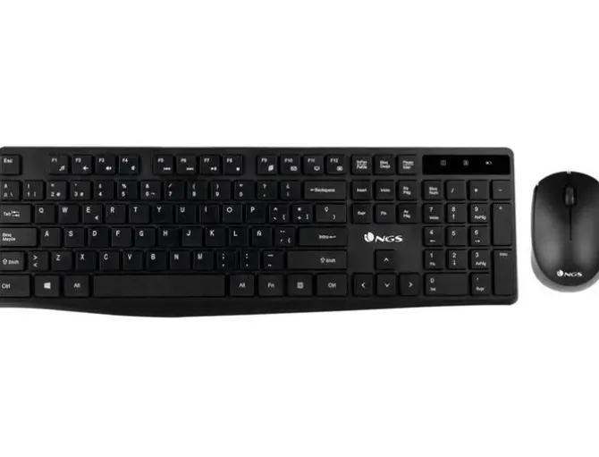 NGS ALLURE PACK INALAMBRICO USB TECLADO MULTIMEDIA + RATON 1200DPI 3 BOTONES - USO AMBIDIESTRO - COLOR NEGRO