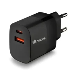 NGS BUD 45W CARGADOR UNIVERSAL DE PARED 45W ULTRARAPIDO - 1X USB-C PD & PPS, 1X USB-A QC 3.0 - COLOR NEGRO