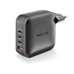 NGS BUD 160W CARGADOR UNIVERSAL DE PARED 160W ULTRARAPIDO - GAN - 3X USB-C PD & PPS, 1X USB-A QC 3.0 - COLOR NEGRO