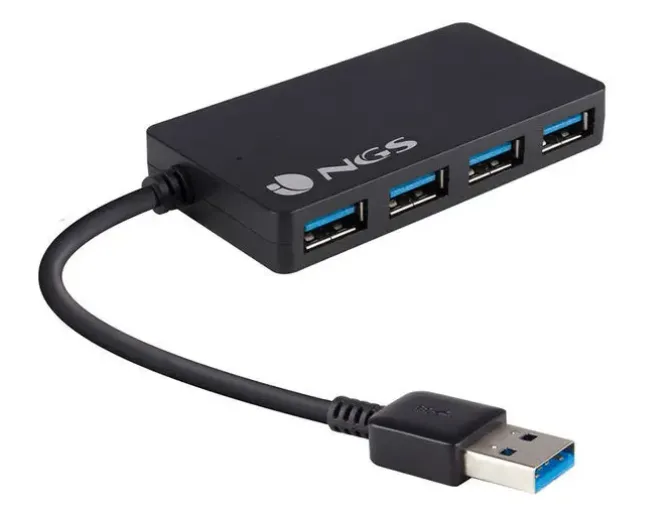 NGS HUB 4 PUERTOS USB 3.0 - VELOCIDAD HASTA 4.80GB/S - COLOR NEGRO