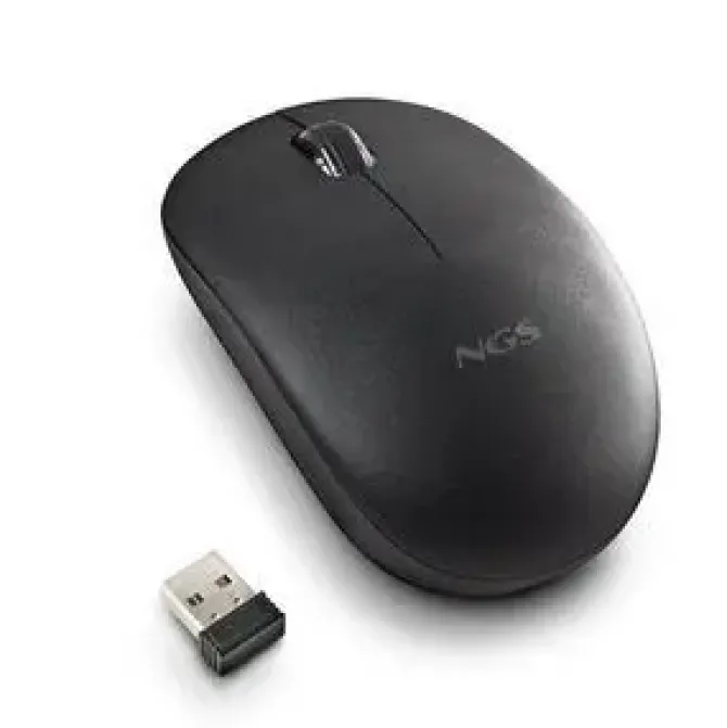 NGS RATON INALAMBRICO CON TECLAS SILENCIOSAS - 2 BOTONES - AMBIDIESTRO - COLOR NEGRO