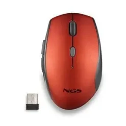 NGS RATON INALAMBRICO ERGONOMICO PARA PORTATILES Y ORDENADORES - 5 BOTONES Y RUEDA DE DESPLAZAMIENTO - TECLAS SILENCIOSAS - COLOR ROJO
