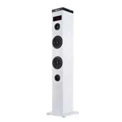 NGS SKY CHARM TORRE DE SONIDO BLUETOOTH 50W - MANDO A DISTANCIA - PANTALLA LED - USB, RADIO FM, AUX IN Y ENTRADA OPTICA TV - CARCASA DE MADERA - COLOR BLANCO