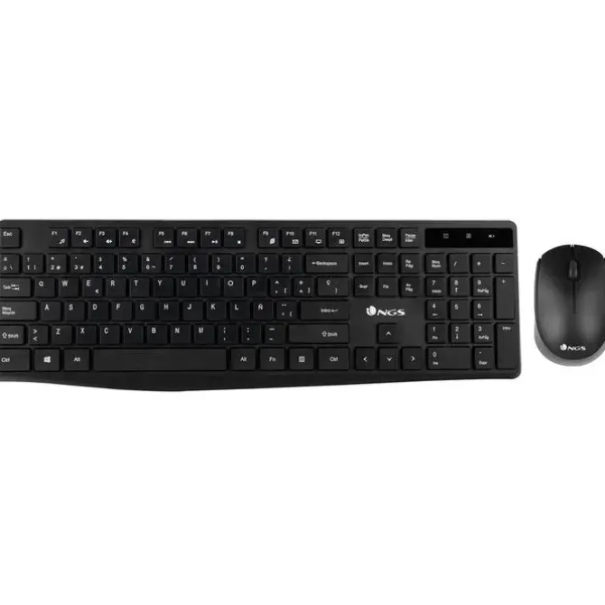 NGS TECLADO Y RATON INALAMBRICOS DE 2.4GHZ - AZERTY FRANCES - 12 TECLAS MULTIMEDIA - 1200 DPI - COLOR NEGRO
