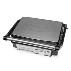 ORBEGOZO 4570 GRILL MULTIFUNCIONAL - COCINA SIN ACEITE CON POTENCIA DE 2200W - SUPERFICIE ANTIADHERENTE Y PLACAS ABATIBLES 180º - TERMOSTATO REGULABLE Y BANDEJA RECOGE SALSAS