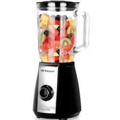 ORBEGOZO BV 6575 BATIDORA DE VASO ACERO INOXIDABLE - POTENTE MOTOR 600W - JARRA DE CRISTAL 15L - CUCHILLAS DE TITANIO - 5 VELOCIDADES + PULSE - SEGURIDAD EN SU USO