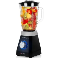 ORBEGOZO BV 6400 BATIDORA DE VASO ACERO INOXIDABLE - POTENTE MOTOR 500W - JARRA DE CRISTAL 1L - CUCHILLAS DE TITANIO - 2 VELOCIDADES + PULSE - SISTEMA DE SEGURIDAD - IDEAL PARA SMOOTHIES Y COCTELES
