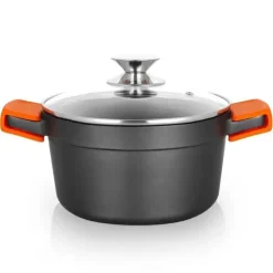 ORBEGOZO CDH 3020 - CACEROLA DE ALUMINIO FUNDIDO RESISTENTE - VERSATILIDAD Y SEGURIDAD EN LA COCINA - ANTIADHERENTE Y APTA PARA TODO TIPO DE FUEGOS - TAPA DE CRISTAL TEMPLADO - 2.8L DE CAPACIDAD