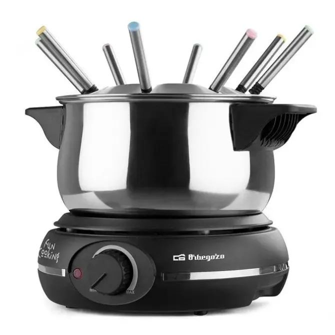 ORBEGOZO FDR 14 FONDUE ELECTRICA DE ACERO INOXIDABLE - DISFRUTA DE QUESO FUNDIDO - CHOCOLATE CALIENTE Y MAS EN GRUPO - POTENCIA DE 1500W - OLLA DE 1.4 L