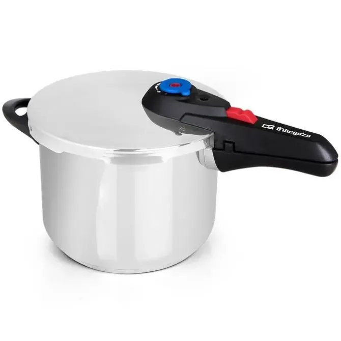 ORBEGOZO HP 8006 OLLA A PRESION DE ACERO INOXIDABLE 18/10 - CAPACIDAD 8 LITROS - CINCO SISTEMAS DE SEGURIDAD - FONDO TERMO DIFUSOR - APTO PARA TODO TIPO DE FUEGOS - PRESERVA VITAMINAS Y SABORES