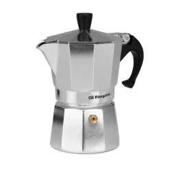 ORBEGOZO KF 300 CAFETERA DE ALUMINIO PARA 3 TAZAS - PREPARA CAFE DELICIOSO EN MINUTOS EN CUALQUIER COCINA - MANGO ERGONOMICO Y VALVULA DE SEGURIDAD PARA MAYOR COMODIDAD Y TRANQUILIDAD