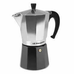 ORBEGOZO KFM 930 CAFETERA DE ALUMINIO AROMAS EN FAMILIA - CAPACIDAD PARA 9 TAZAS - UTILIZABLE EN COCINAS A GAS - ELECTRICAS Y VITROCERAMICA - MANGO ERGONOMICO - FACIL LIMPIEZA - VALVULA DE SEGURIDAD