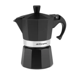 ORBEGOZO KFN 310 CAFETERA DE ALUMINIO NEGRA - PREPARA 3 TAZAS DE CAFE EN SEGUNDOS - MANGO ERGONOMICO PARA MAYOR SEGURIDAD - VALVULA DE SEGURIDAD - FACIL LIMPIEZA - IDEAL PARA CASA U OFICINA