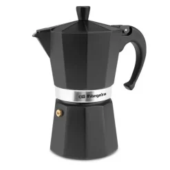 ORBEGOZO KFN 610 CAFETERA DE ALUMINIO NEGRA - CAPACIDAD PARA SEIS TAZAS - UTILIZABLE EN COCINAS A GAS - ELECTRICAS Y VITROCERAMICA - ASA ERGONOMICA - FACIL DE LIMPIAR - VALVULA DE SEGURIDAD