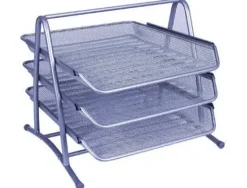 OSCO PACK DE 3 BANDEJAS MESH METALICAS.FORMATO A4+.DIMENSIONES 295X390X26 5MM.COLOR PLATA.REF.3TT SIL CS35096