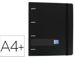 OXFORD CARPETA NEGRA CON RECAMBIO OXFORD POLYFOAM 4 ANILLAS 35 MM DIN A4+ TAPA PLASTICO CON GOMA NEGRA 400119071