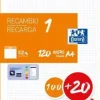 OXFORD RECAMBIO COLOR OXFORD DIN A4 100 + 20HOJAS GRATIS 90 GR CUADRO 5 MM 4 TALADROS NARANJA
