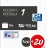 OXFORD RECAMBIO COLOR OXFORD DIN A4 100 + 20HOJAS GRATIS 90 GR CUADRO 5 MM 4 TALADROS NEGRO