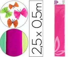 PAPEL CRESPON LIDERPAPEL 50 CM X 2,5 M 34G/M2 ROSA FLUORESCENTE