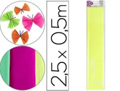 PAPEL CRESPON LIDERPAPEL 50 CM X 2,5 M 34G/M2 AMARILLO FLUORESCENTE